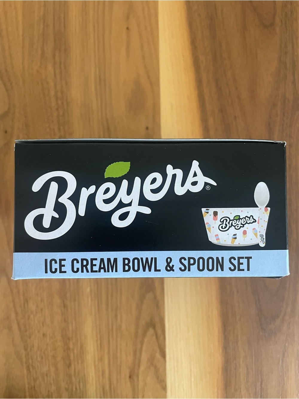 Breyers Ice Cream Bowl & Spoon Set - White with colorful Accents
